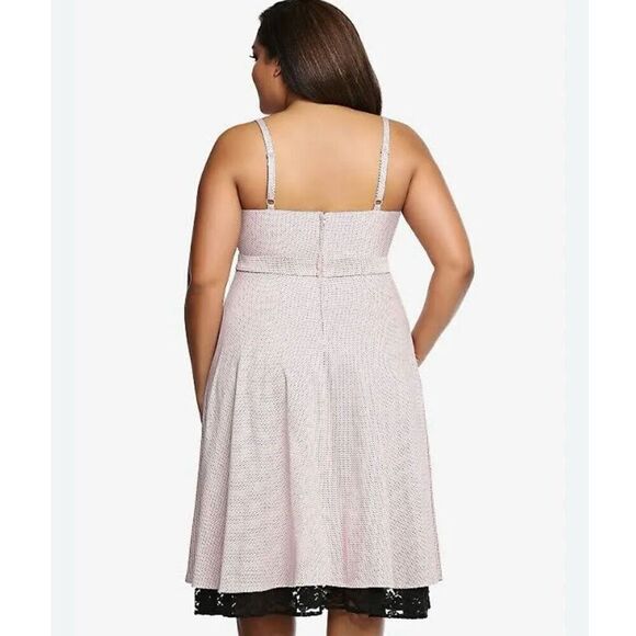 Torrid Women's Size 14 Lace Polka Dot Swing Knee Length Dress Pink Black - Picture 5 of 11